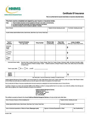 Hmms Certificate of Insurance Form