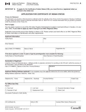 Application Certificate of Status  Form