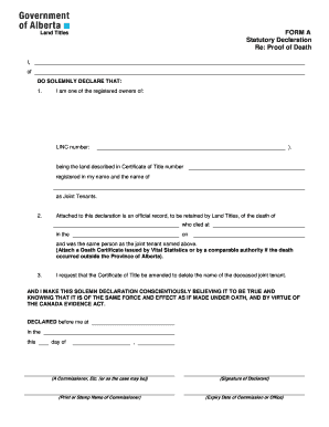 Statutory Declaration Alberta  Form