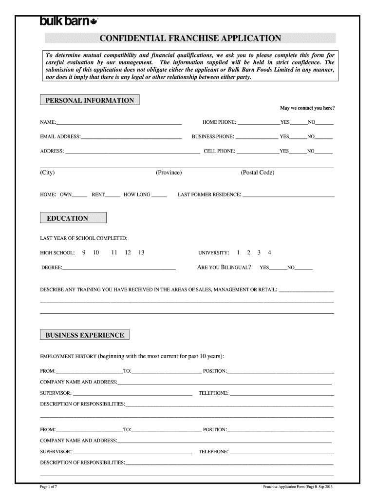  Bulk Barn Application Form 2013-2024