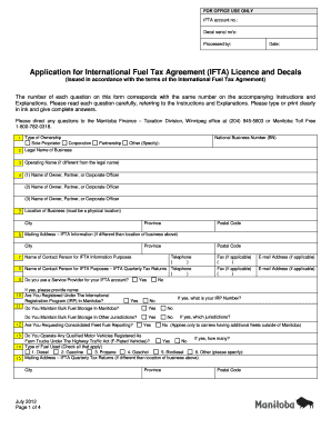 Ifta Manitoba  Form