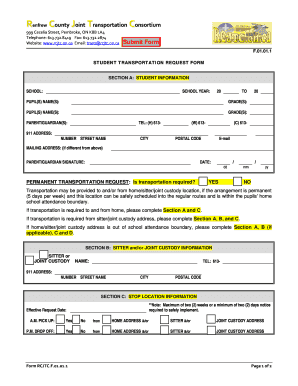 Printable School Transportation Form