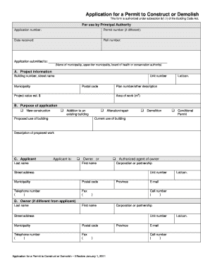  Application for a Permit to Construct or Demolish 2015