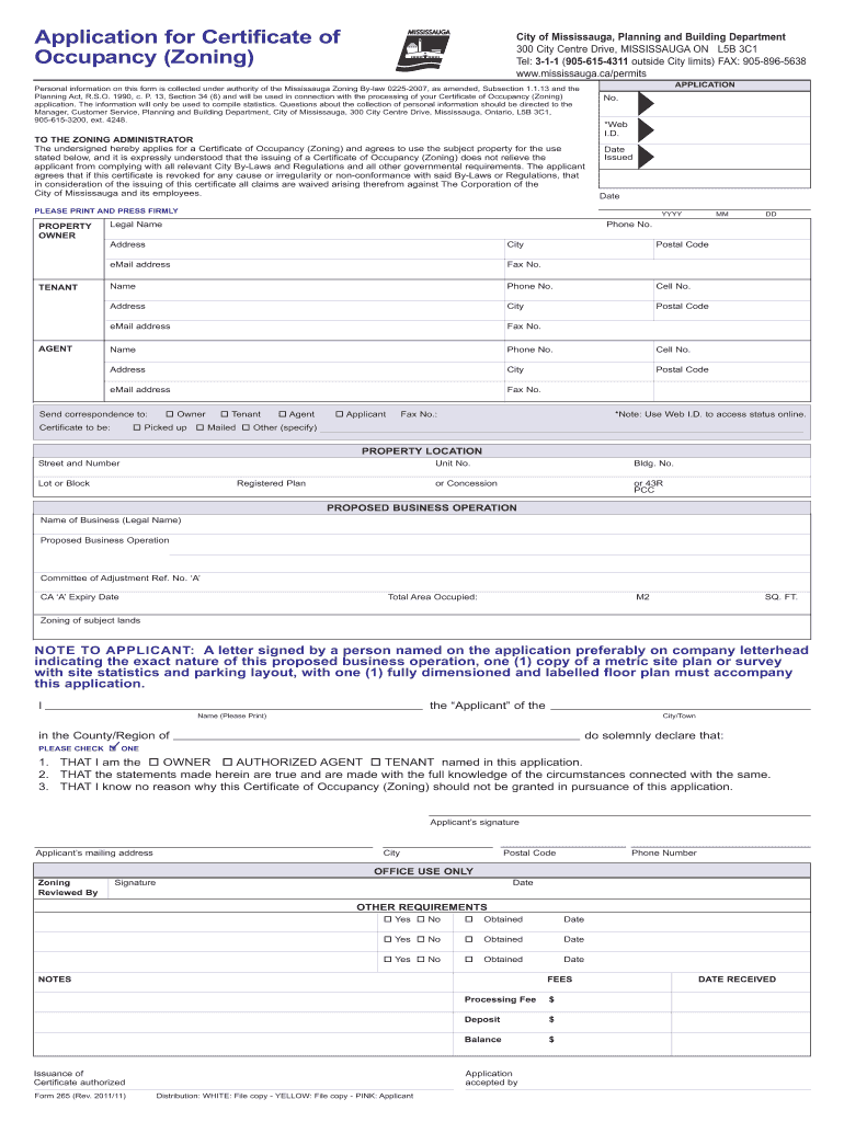 Certificate of Occupancy  Form