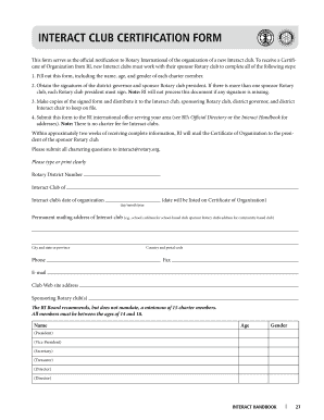 Interact Club Certification Form