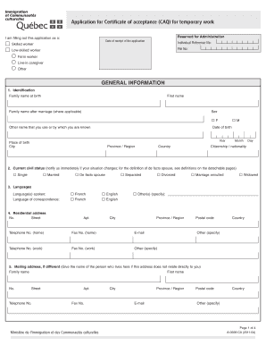 Caq Certificate Number  Form