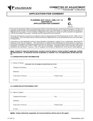 Consent Application PDF City of Vaughan  Form