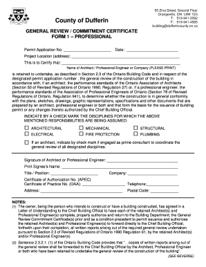 General ReviewCommitment Certificate Form 1 Dufferin County