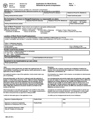 863 0101 Application for Work Permit Part 1 Demande De Permis  Form