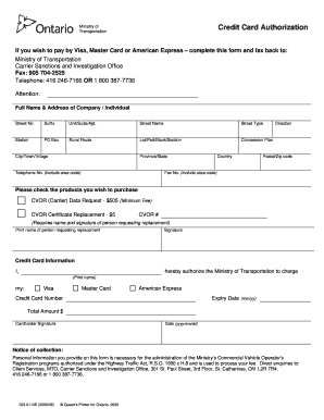 Mvis Credit Card Authorization Form