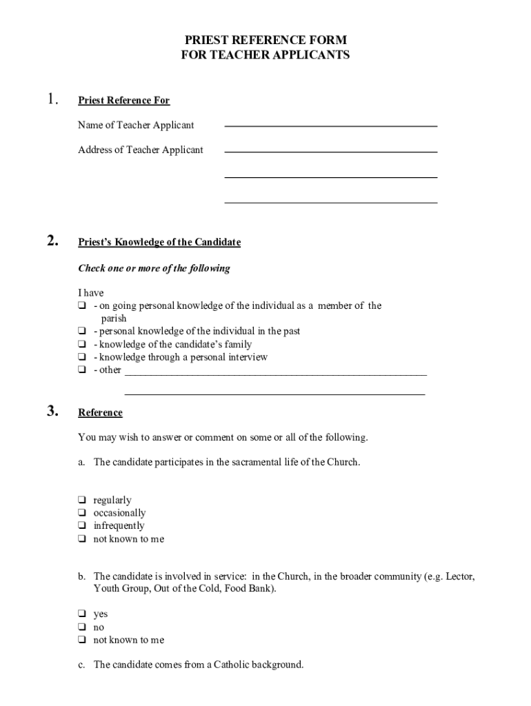 Ycdsb Pastoral Reference  Form