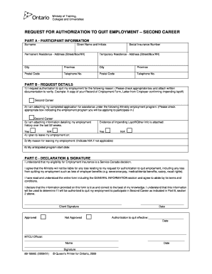 Authorization to Quit Form