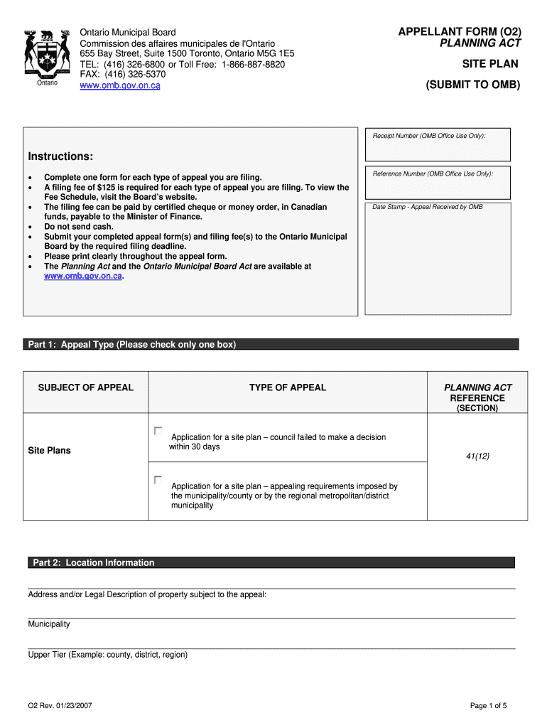  Ontario Municipal Board MUNICIPAL SUBMISSION FORM  Omb Gov on 2007
