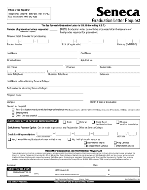 Graduation Letter Seneca  Form