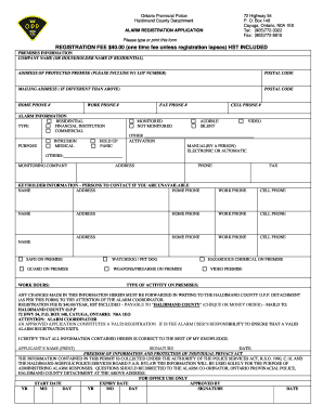Alarm Registration Application Haldimand County Haldimandcounty on  Form