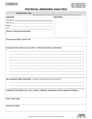 Iapa Physical Demands Analysis  Form