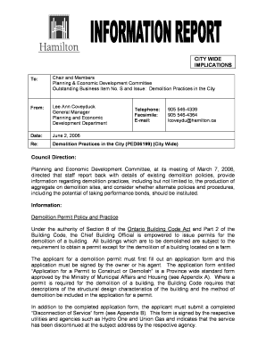 Disconnection of Services Form City of Hamilton Hamilton