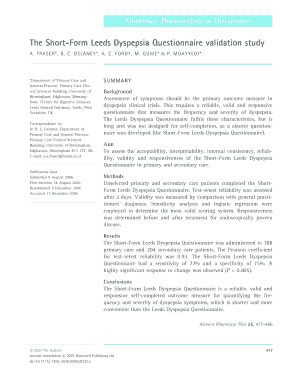 Leeds Dyspepsia Questionnaire  Form