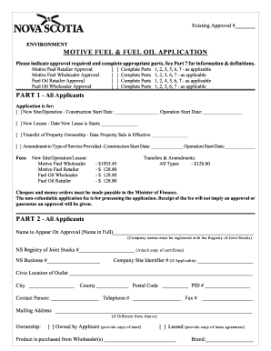  Motive Fuel & Fuel Oil Application Government of Nova Scotia Gov Ns 2013