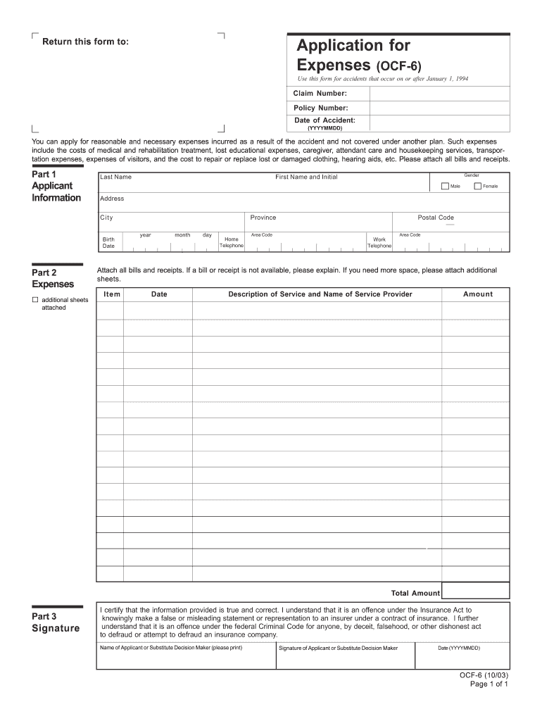  Expense Claim Form Ocf 6 2010