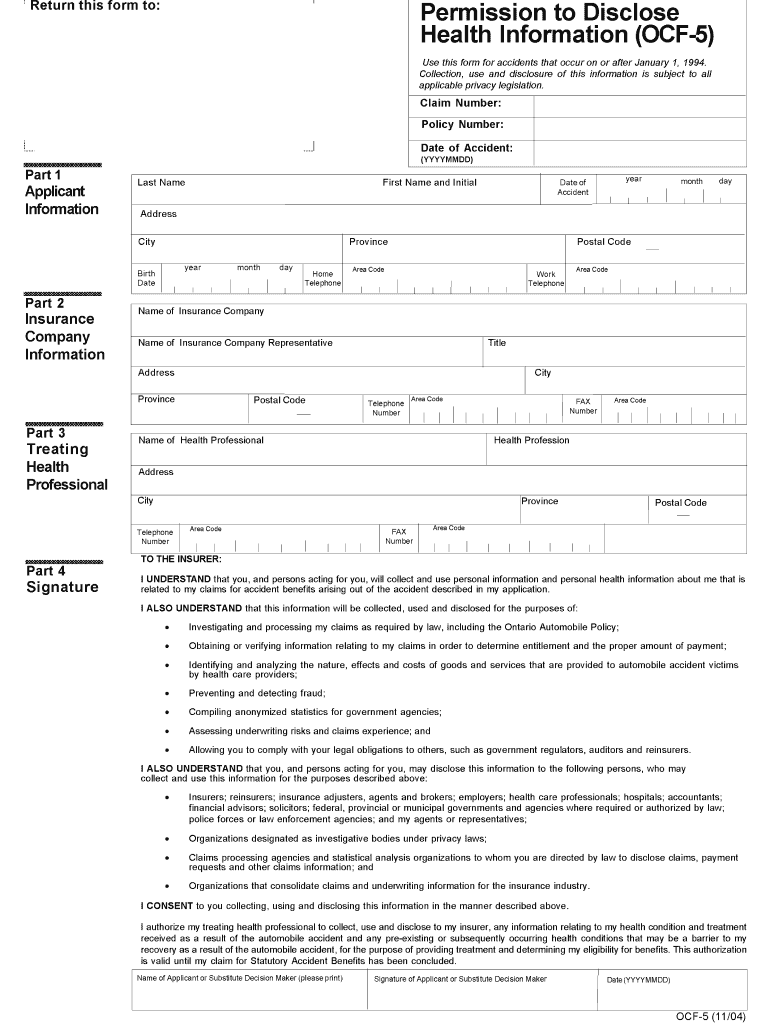  Ocf 5 Fillable Form 2004