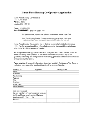 Huron Pines Housing Cooperative  Form