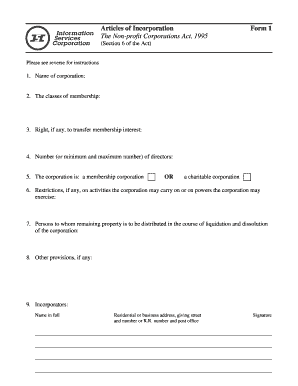 Form 1 Articles of Incorporation ISC Isc