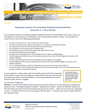 Immediate Roadside Prohibition Bc  Form