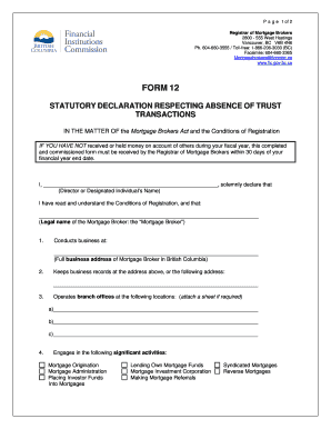 Statutory Declaration Bc  Form