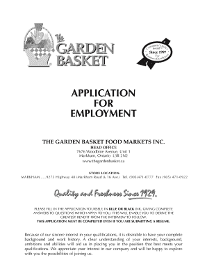 Garden Basket Jobs  Form