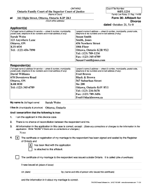 Divorce Affidavit Format PDF