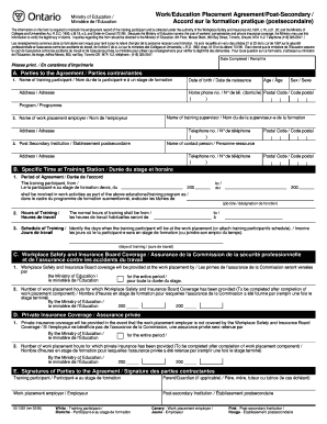 Fax to Work Education Placement Agreementpost Secondary Form