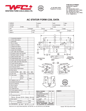 AC STATOR FORM COIL DATA Western Form Coils Ltd