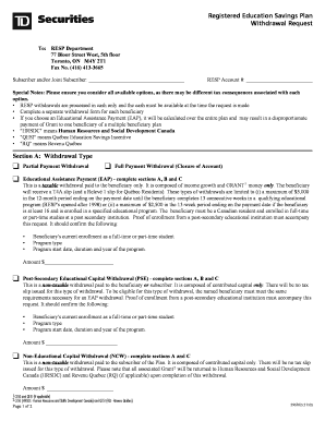 Td Resp Withdrawal Form