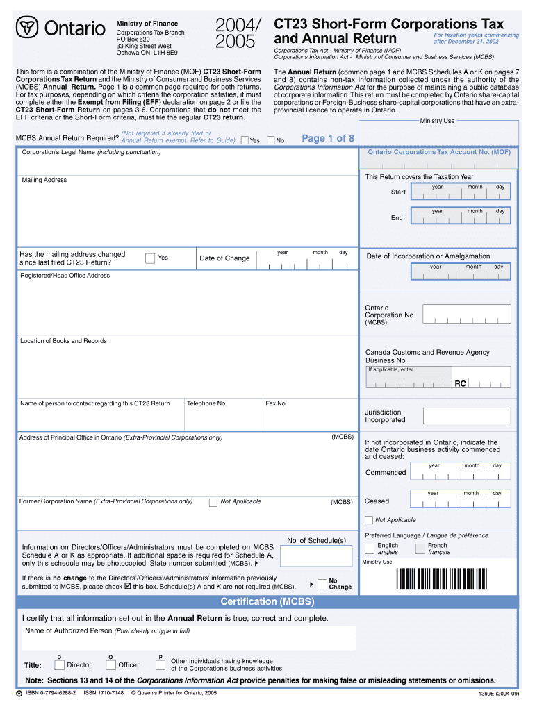  Form Ct23 Fillable Fin Gov on 2006