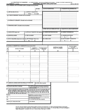 Form 7525 V, Shipper&amp;#39;s Export Declaration IBC