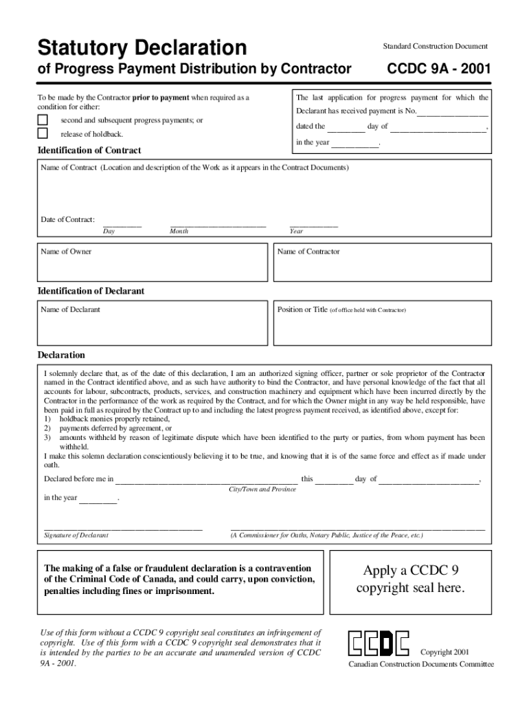 Statutory Declaration Form Ontario