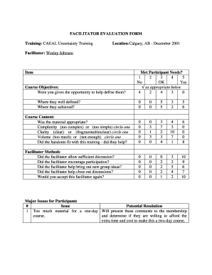 Facilitator Evaluation Form