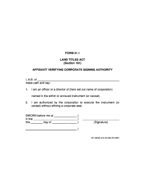 Form 31 1 Land Titles Act