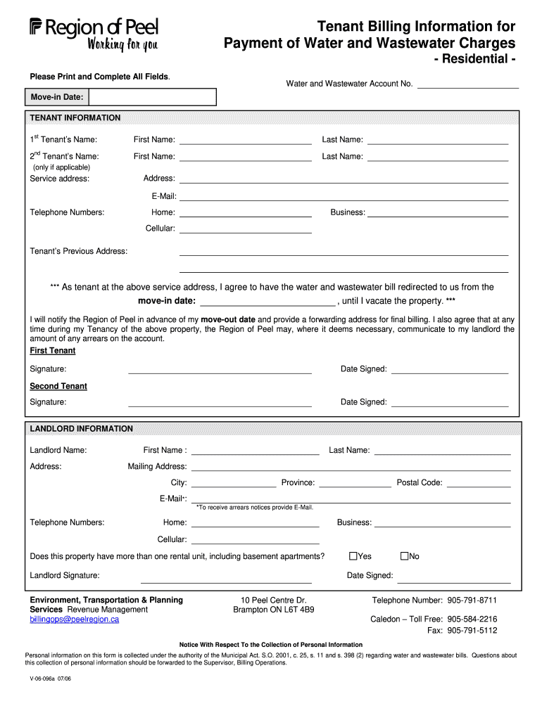  Water Bill Form 2006