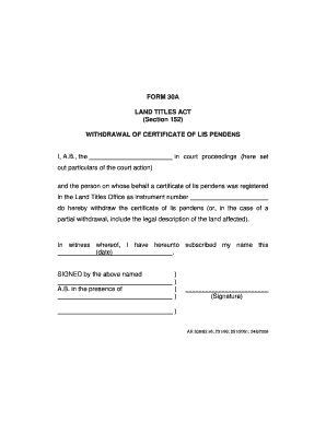 Withdrawal of Certificate of Lis Pendens Alberta  Form