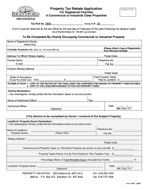 Rebate Application for Registered Charities City of Brantford Brantford  Form