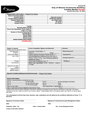 City of Ottawa Community Building Facility Rental General Burns  Form