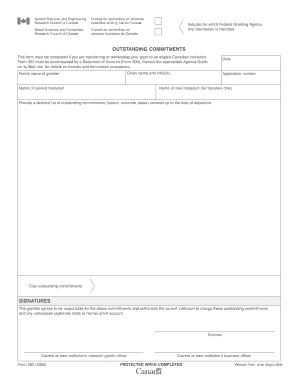 NSERC Form 303 Conseil De Recherches En Sciences Nserc Crsng Gc