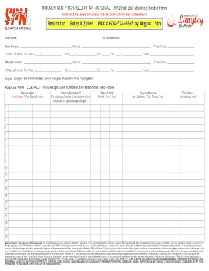 Slow Pitch Softball Lineup Template  Form