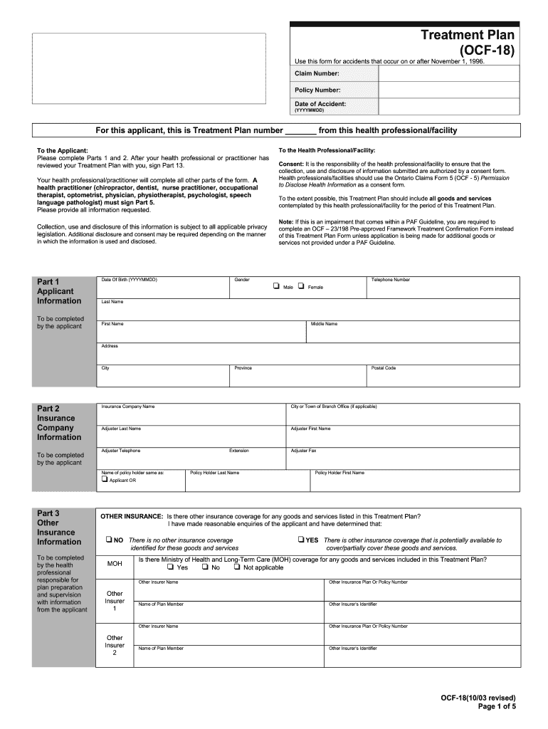  Ocf 18 Treatment Plan Print Form 2003