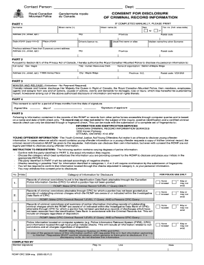 Consent for Disclosure of Criminal Record Information Fillable Form