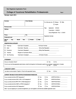 Cvrp Application Form PDF