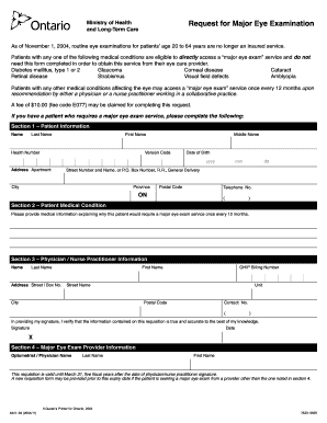 Major Eye Exam Form