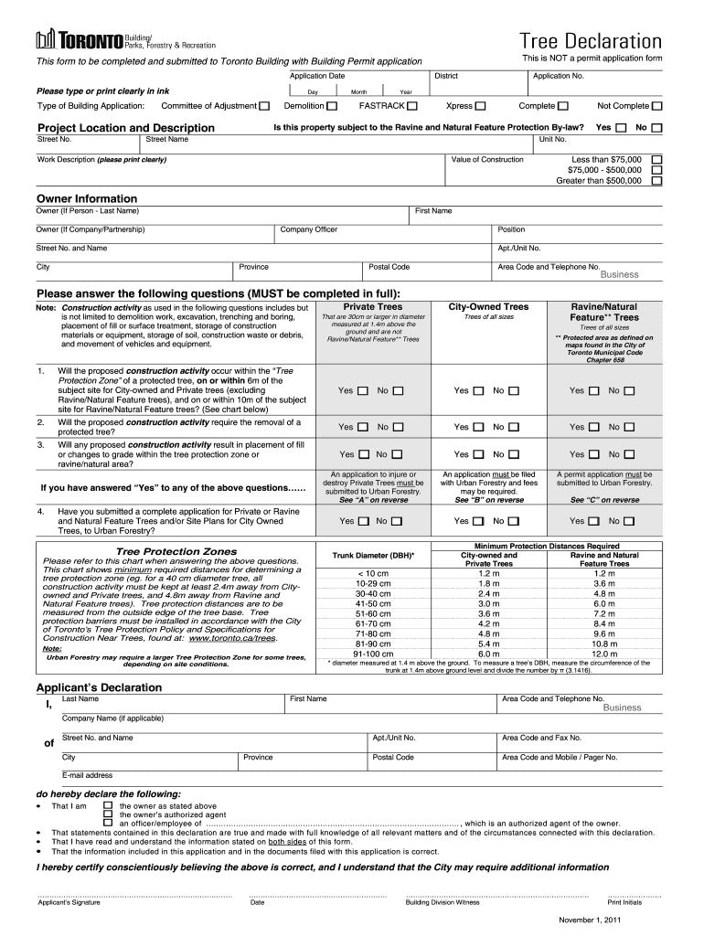  Tree Declaration Form 2011-2024